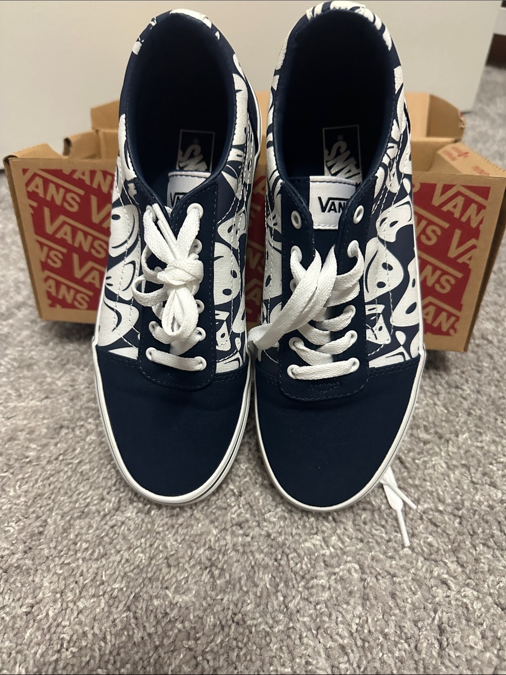Vans Navy & White Patterned Low-Top Sneakers